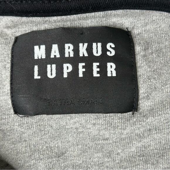 Markus Lupfer Sequin Lip Sweatshirt Hoodie Grey XS Flawed Unisex - Picture 5 of 13